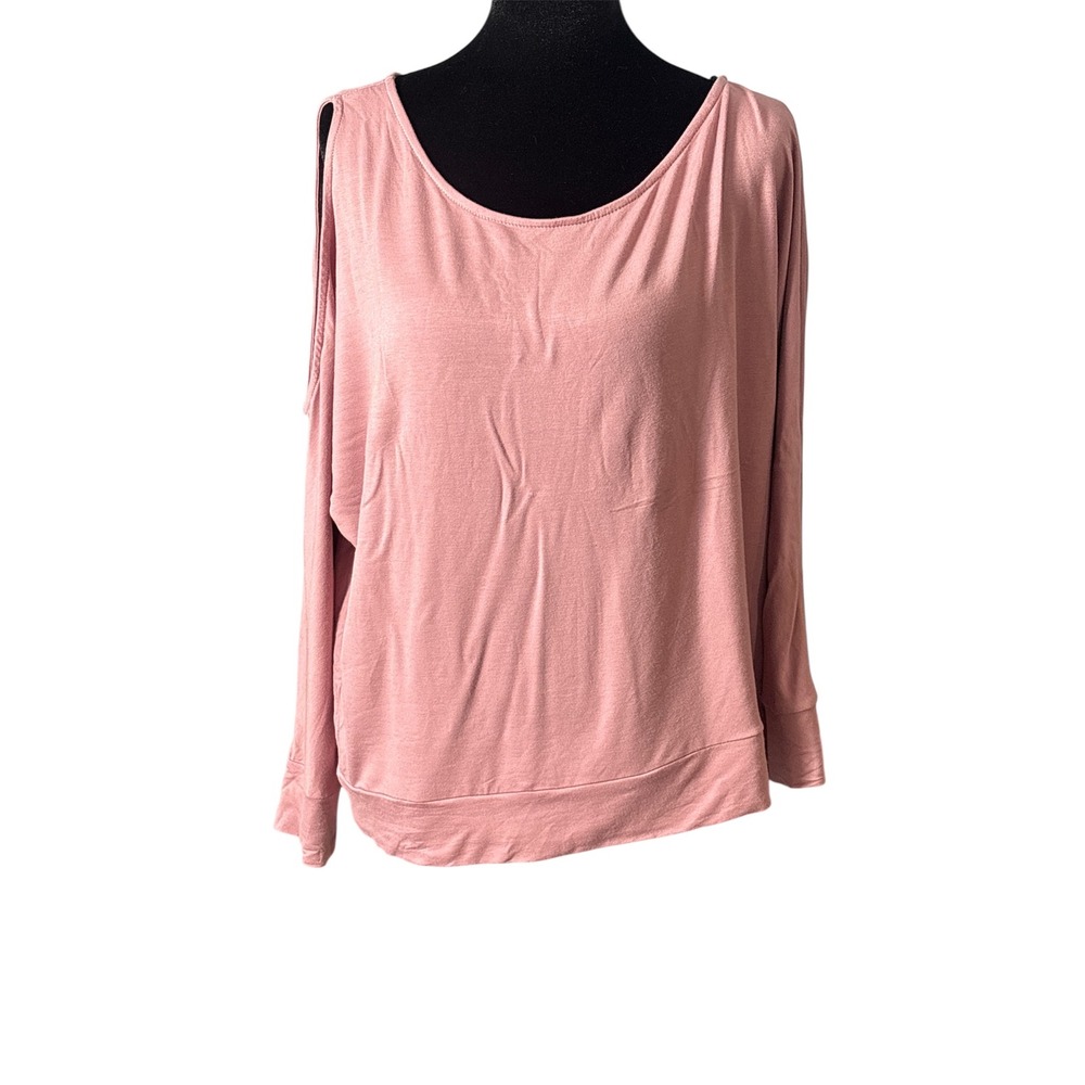 Gibsonlook‎ Cold Shoulder Top Rosewood Pink Long Sleeve Rayon Spandex Medium NWT